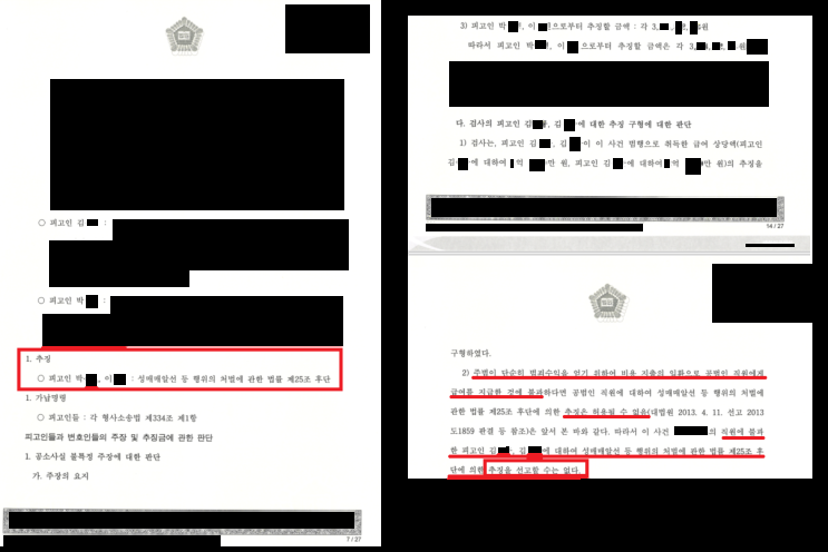 개인정보가 가려진 판결문 — 징역형의 집행유예를 선고한 주문